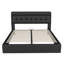 5Ft King Bed Frame PU Upholstered Platform Bed With Hydraulic Lever & Storage Headboard-823968666-823968740