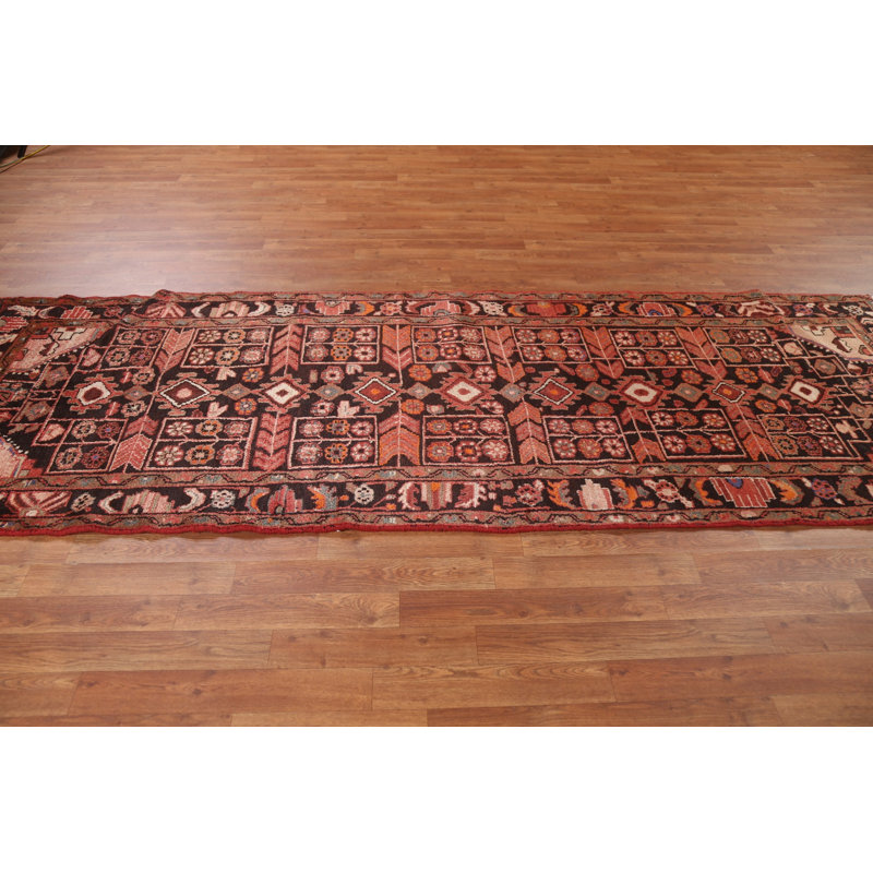 Tapis de couloir unique en laine noué à la main de style années 1960 de 3 pi 4 po x 10 pi 1 po Sayid