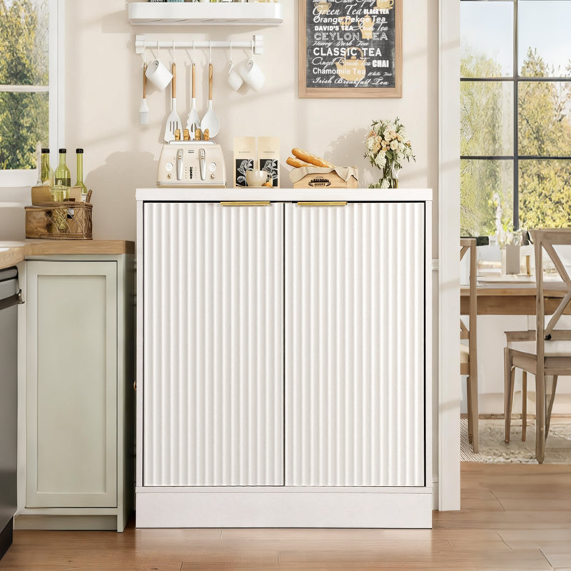 Buffet en bois 28,3 po avec 2 portes, Blanc