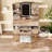 4-Drawer Vanity Desk With LED Mirror & Carved Details