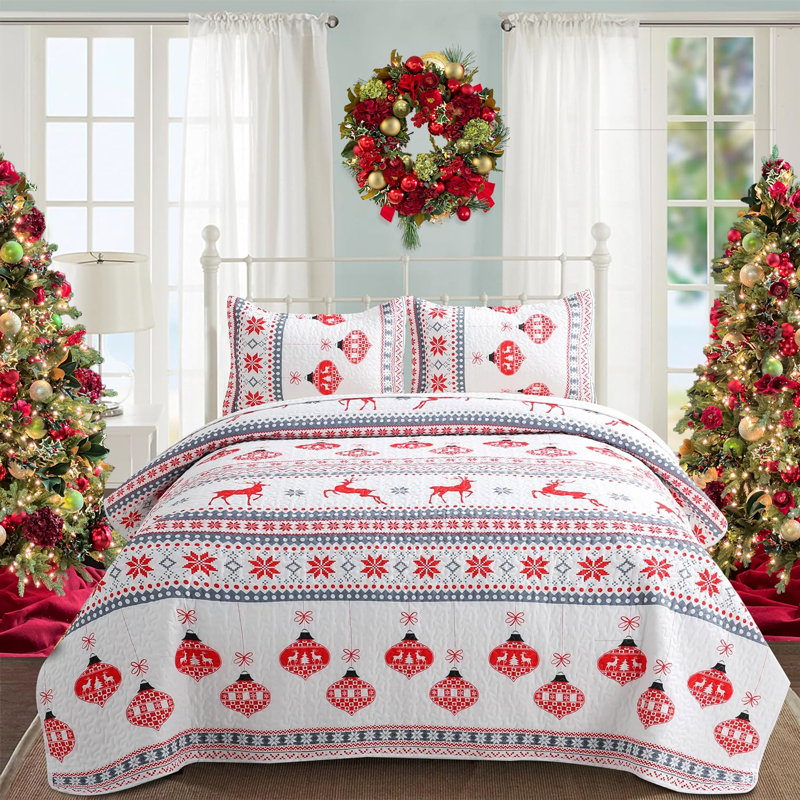Ensemble de courtepointe de Noël 3 pièces Kindred Home (1 courtepointe, 2 taies décoratives)