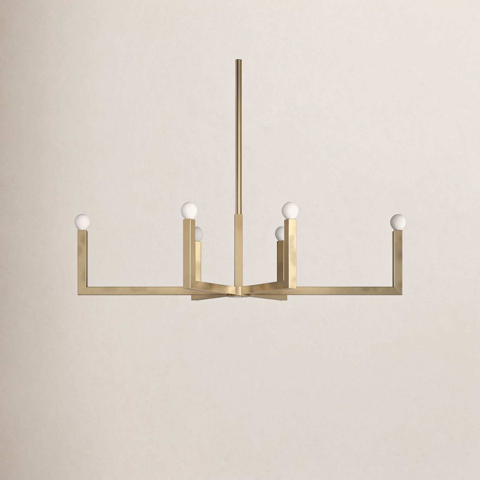 6 - Light Dimmable Geometric Chandelier, Heritage Brass, 36"