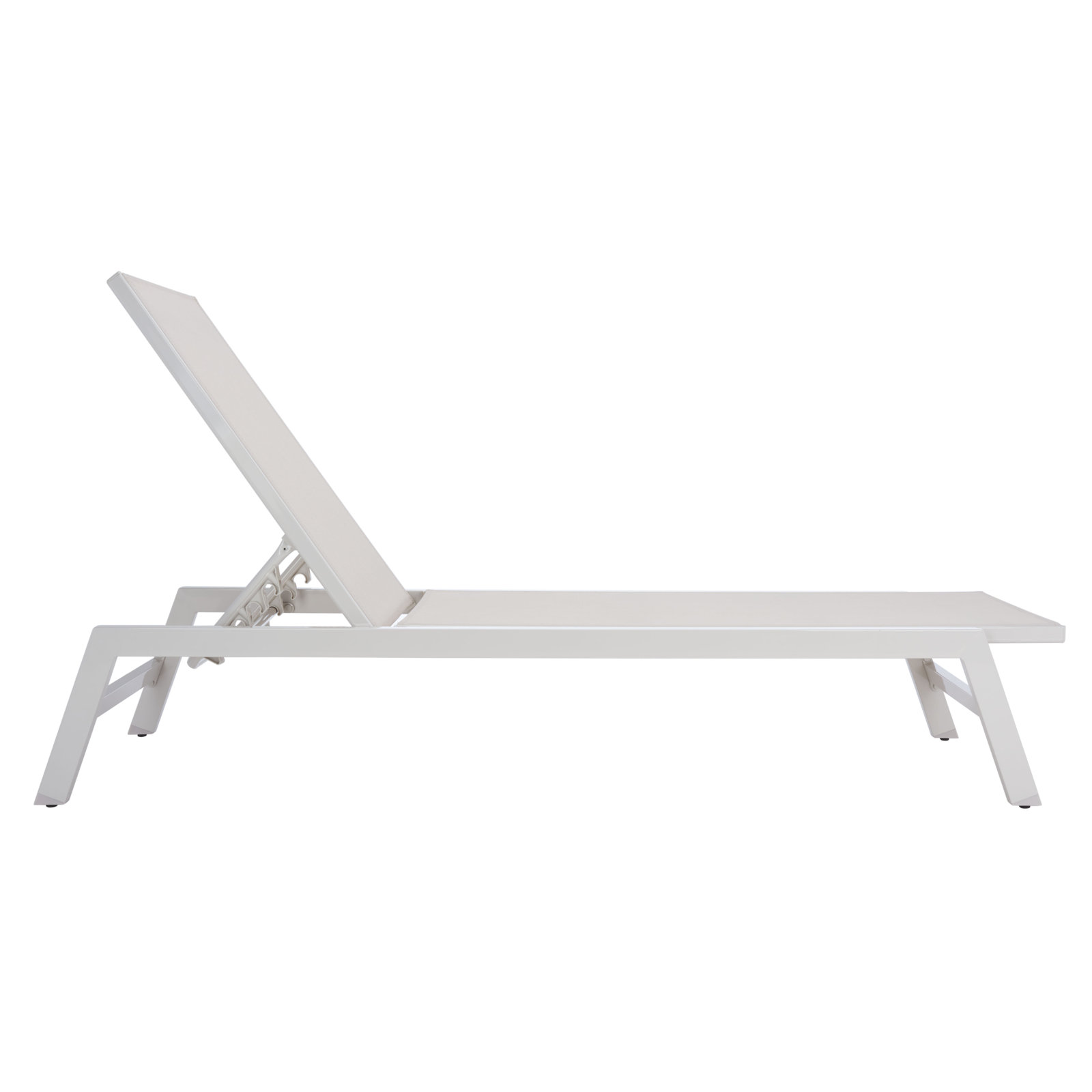 Yves 23.23" Outdoor Aluminum Chaise Lounge, Silver/Beige