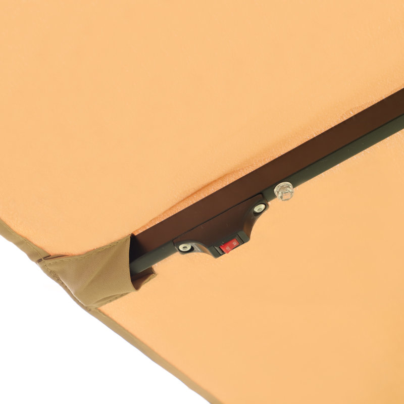 15X9ft Large Double-Sided Rectangular Outdoor Twin Patio Market Umbrella With Light And Base- Taupe, Tan
