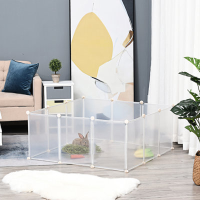 Cour avec 12 panneaux - clôture en plastique pour Chinchilla, cochon d'Inde, parc à petits animaux blanc 18 po x 14 po
