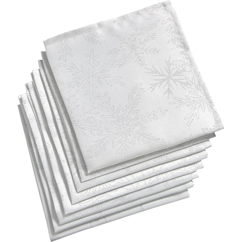 Yvaine Polyester Snowflake Square Napkin, White
