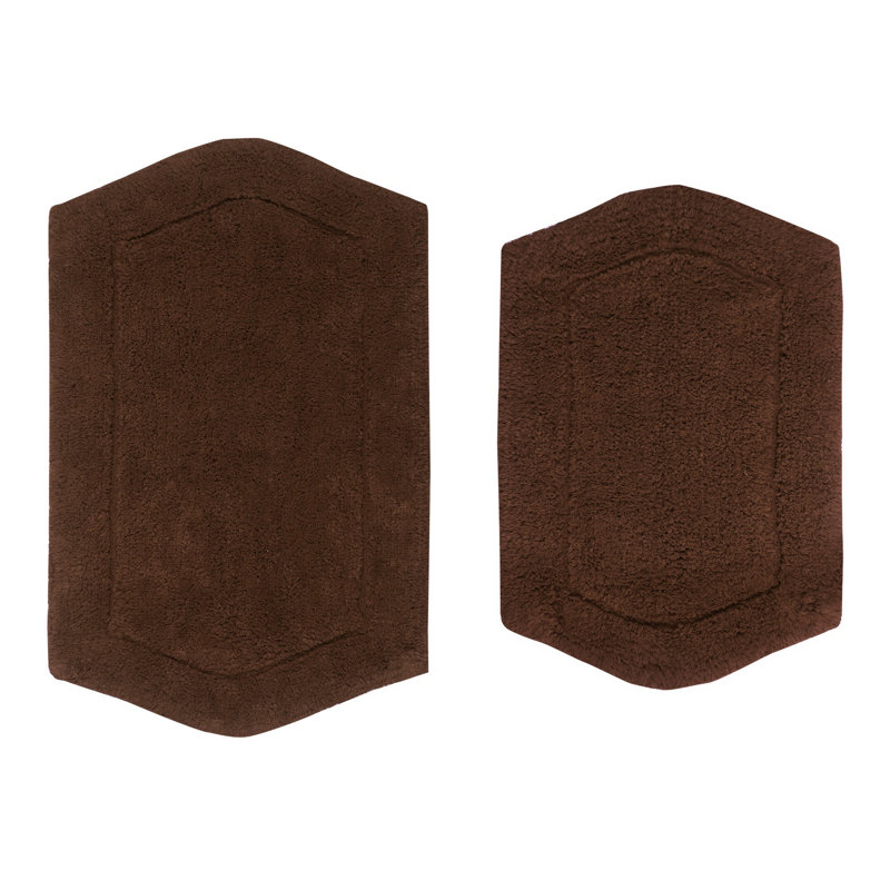 Morissette 2 Pcs Bath Rug Set (17"x24", 21"x34"), Chocolate