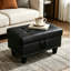 Repose-pieds de rangement en similicuir noir avec dessus capitonné et garniture cloutée-129207389