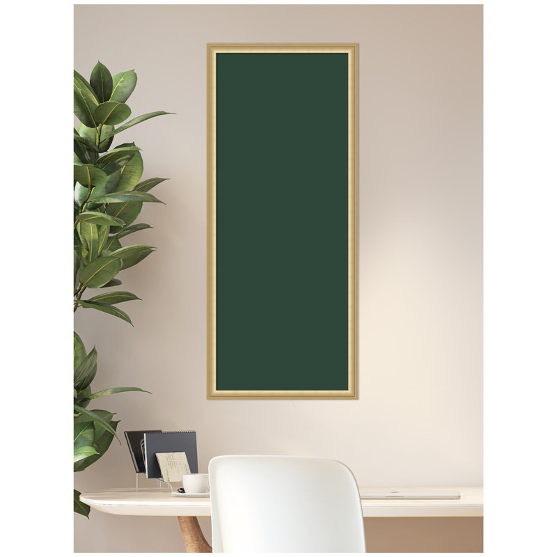 Tableau d'affichage en lin encadré en tissu, Vert foncé, H 42 po x l 18 po x P 1,25 po, Or de Florence