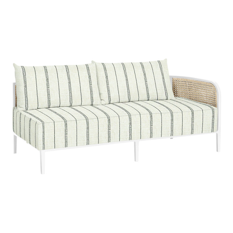 Havana Cane N-Dura Resin Wicker Outdoor Right Arm Facing Sectional, Welt + Standard fill, Chalk/Natural Resin, Intermix Bark