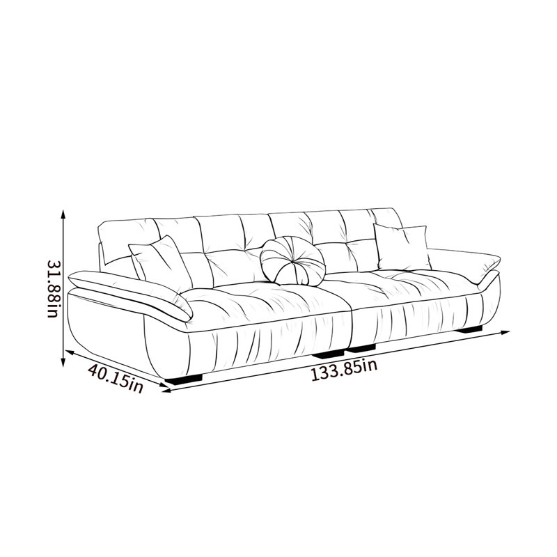 Modern simple light luxury sailing sofa, 31.88" H x 133.85" W x 40.15" D, 5