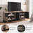 70" TV Stand with Power Outlet, Black Large TV Stands for 75 Inch TV, Entertainment Center with Storage and Adjustable Shelf