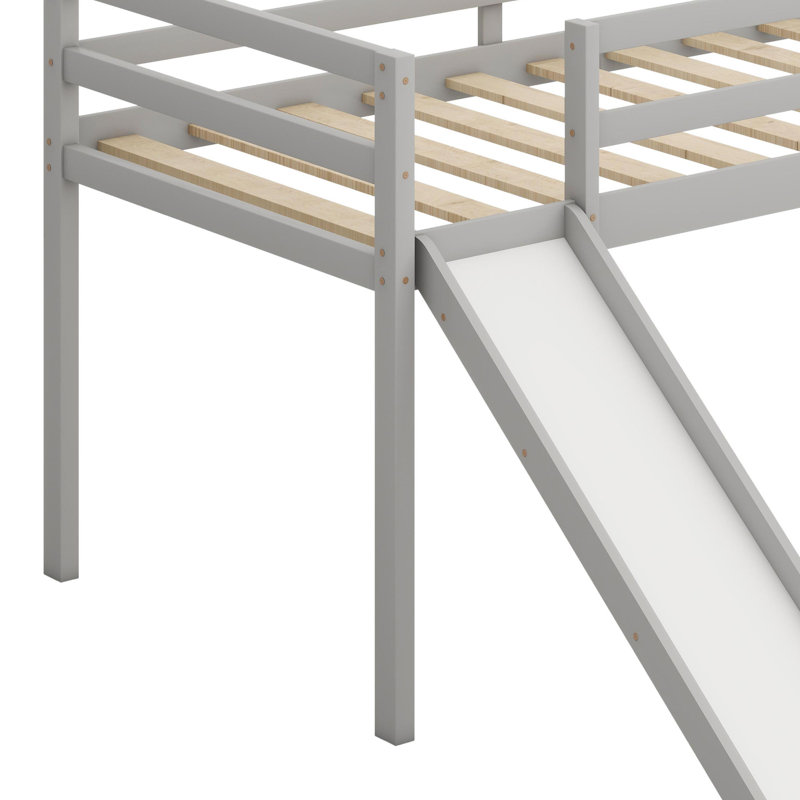 Loft Bed With Slide, Gray