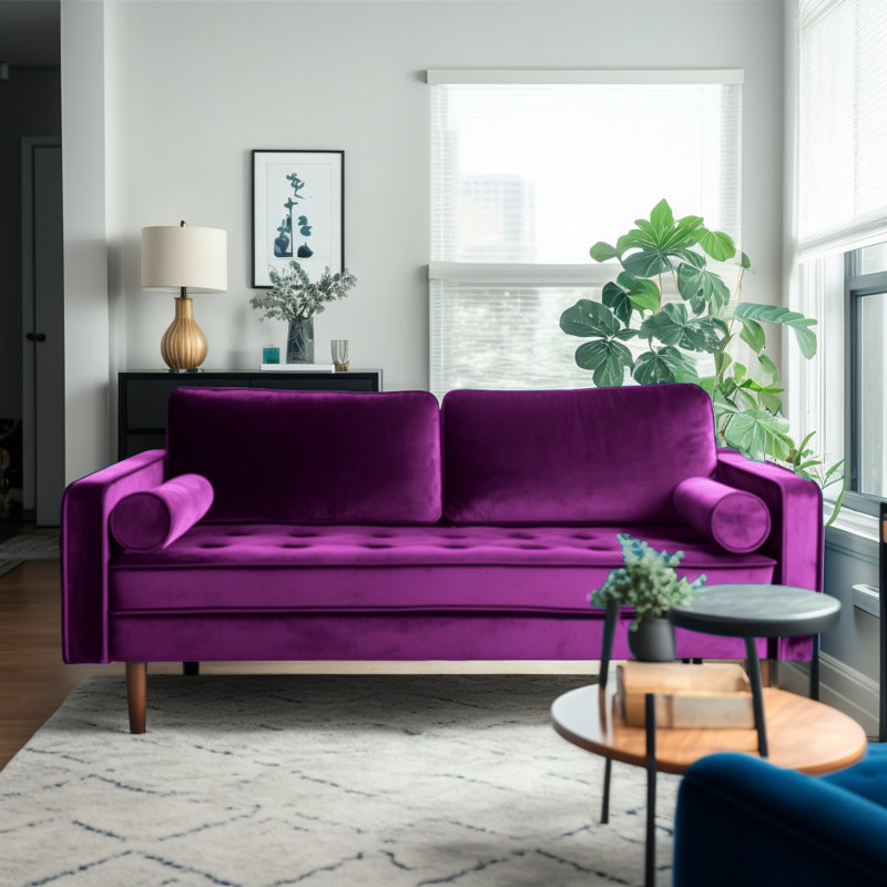 Laurindo 70'' Velvet Sofa, Purple Velvet