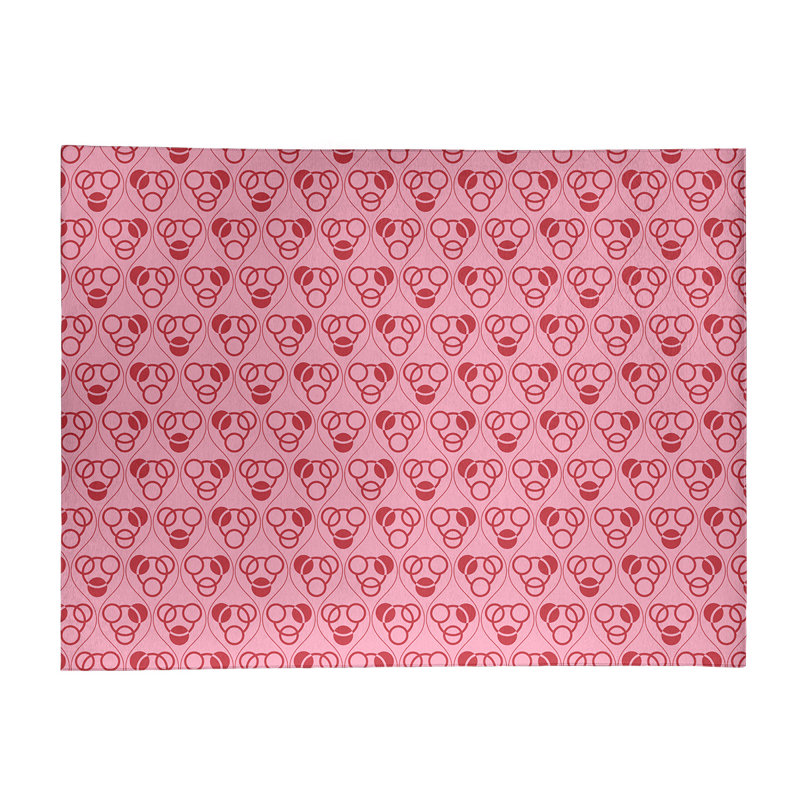 Tapis rose/rouge fait main géométrique, Rectangle 4 pi x 6 pi
