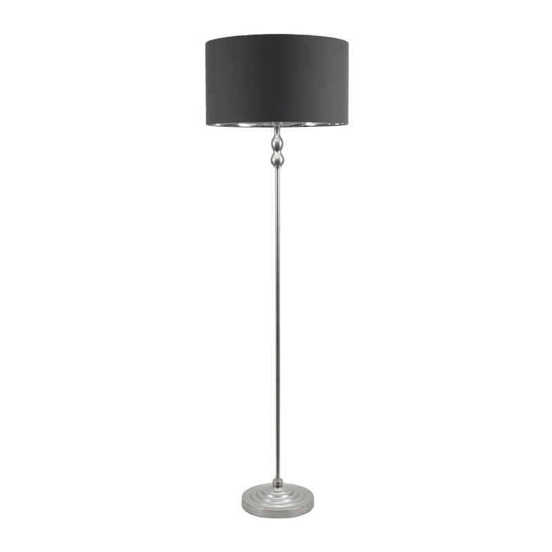 Darthea 151cm Traditional Floor Lamp, Brushed, No, Grey