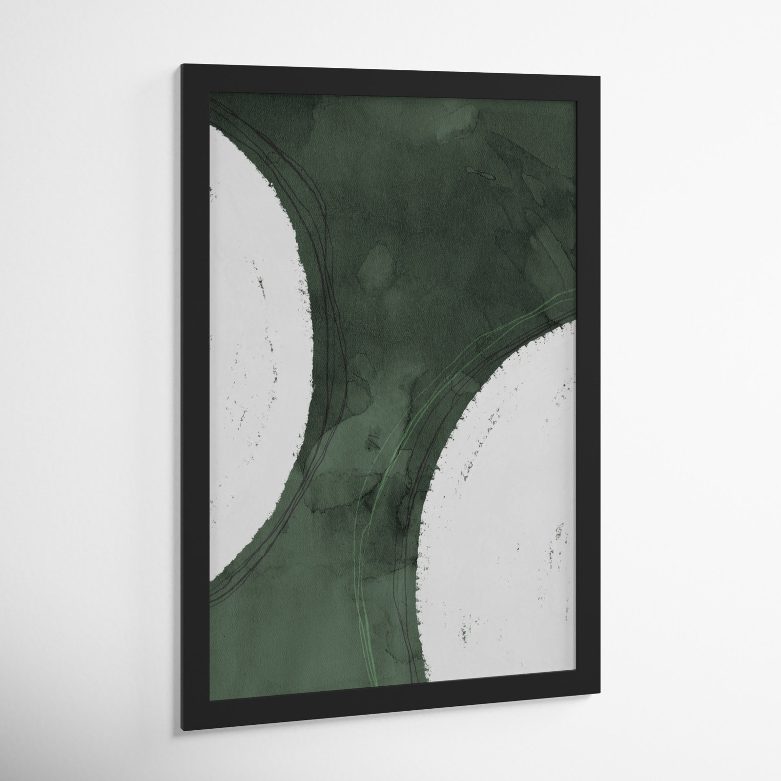 Green Moon Painting by Oliver Gal, Black, 26" H x 18" W x 0.5" D