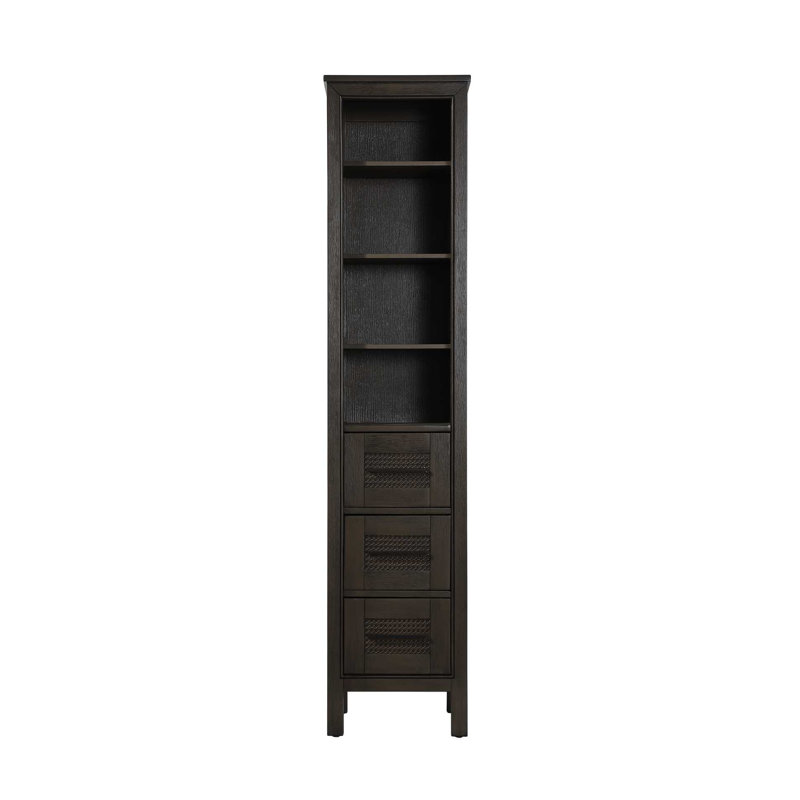 16 Inch Open Shelving Bath Storage Cabinet in Chocolate Oak, Chocolate Oak, 72" H x 16" W x 72" D
