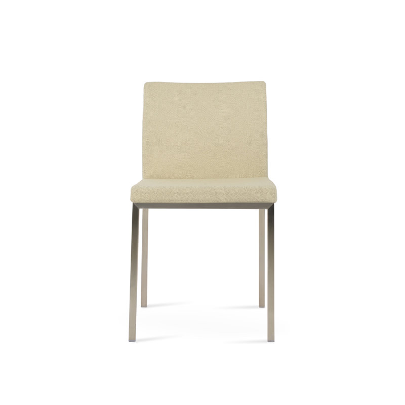 Chaise d'appoint en métal Aria, Acier inoxydable, Beige bouclé