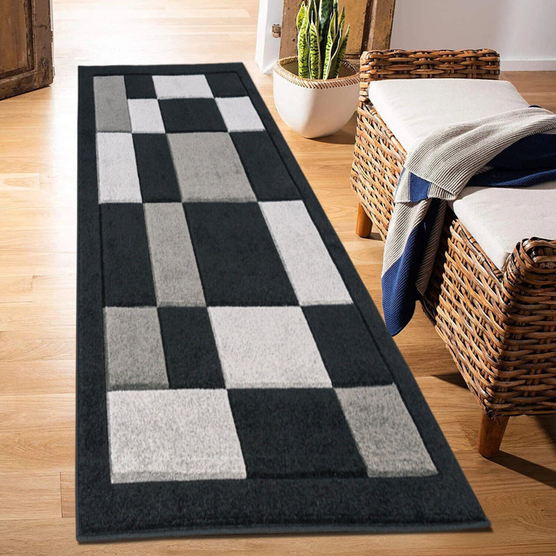 Havana Geometric Black Grey Large Rugs – Modern Living Room Carpet, Bedroom & Hallway Runner | Soft, Non-Shedding, Stain Resistant Floor Mat