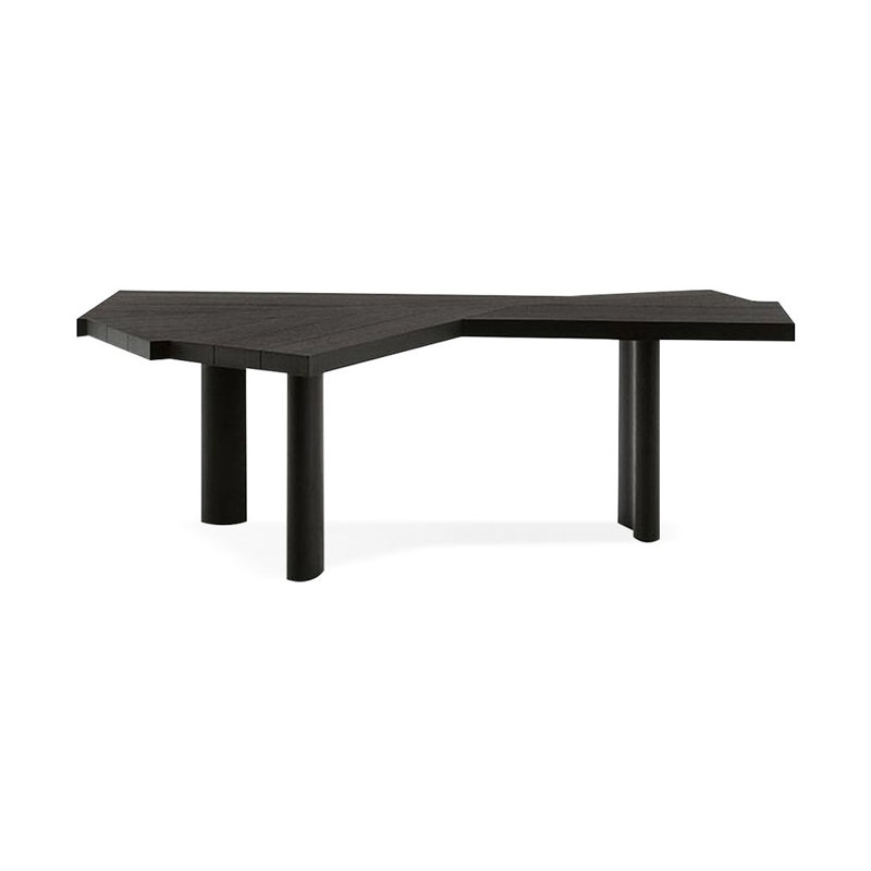 Bureau créatif en bois massif noir, H 29,53 po x l 70,87 po x P 35,43 po