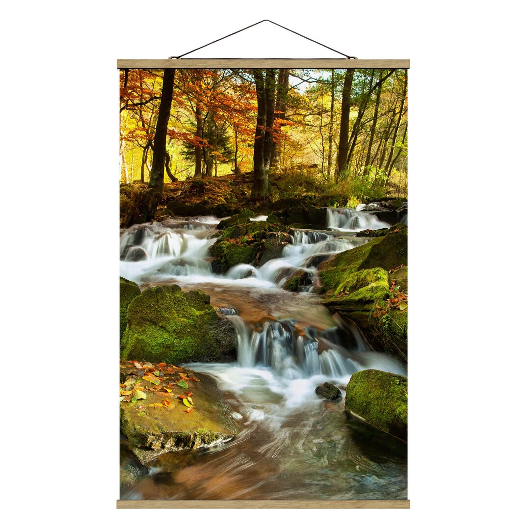 Fotodruck Waterfall Autumn Forest