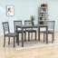 Ensemble de salle à manger moderne 5 pièces avec table rectangulaire et quatre chaises rembourrées en lin-1207952100