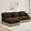 Canapé en L 100 po à imprimé léopard confortable en chenille, délicat bord de pompon, repose-pieds mobile, style moderne, dossier et siège ergonomiques, assemblage facile, siège profond pour le salon, brun noir-211408460-211408461
