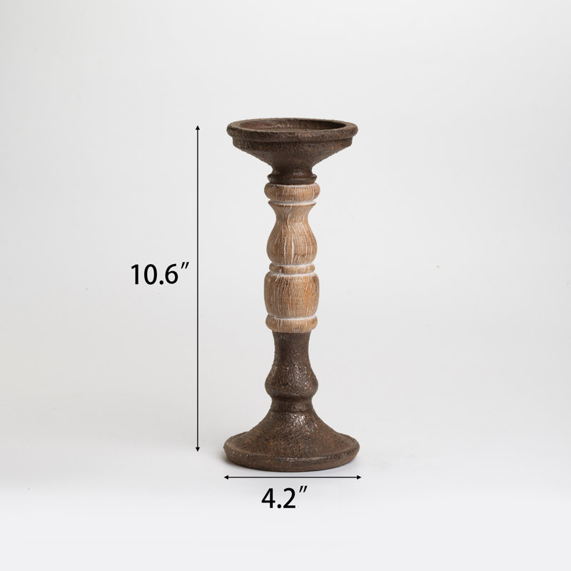 Ensemble de 3 chandeliers en fonte rustique avec finition en bois patiné et résine, 3 pièces pour bougies à DEL