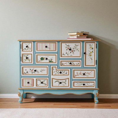 Solid Wood Painted Door Cabinet Sideboard