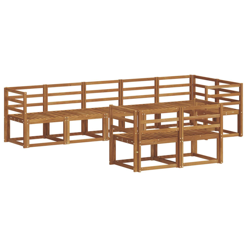 304 cm W Solid Wood Patio Corner Sofa Set