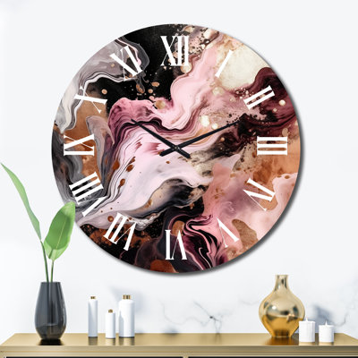Horloge murale rose et noire