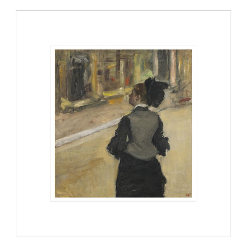 Femme vue de dos (visite d'un musée) par Edgar Degas, impression giclée encadrée, H 14,38 po x l 13,75 po