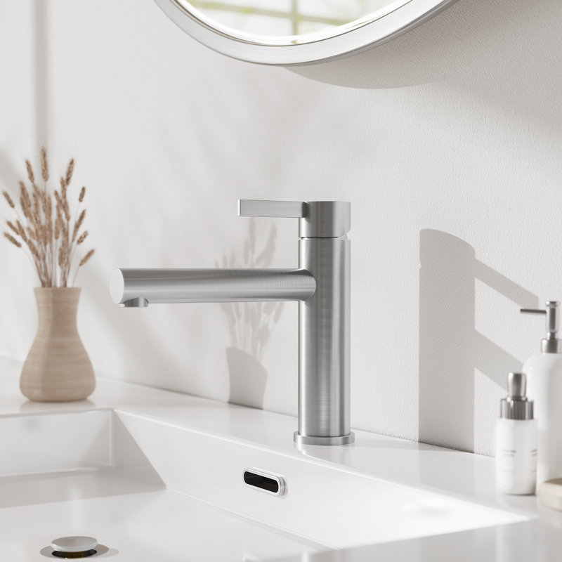 NO Single-handle Bathroom Faucet with Drain Assembly, Brushed Nickel