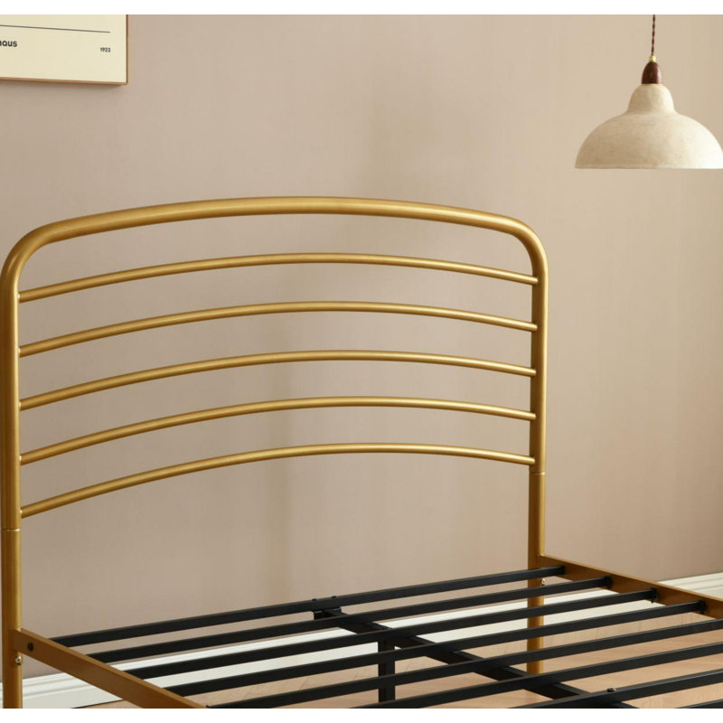 Sierrea Metal Platform Bed, Gold, Queen