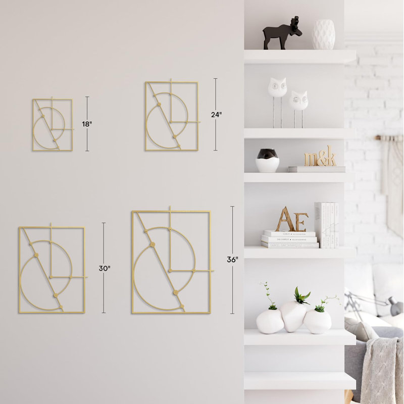 Wall Decor Metal, 36" H x 24" W x 0.05" D, Gold