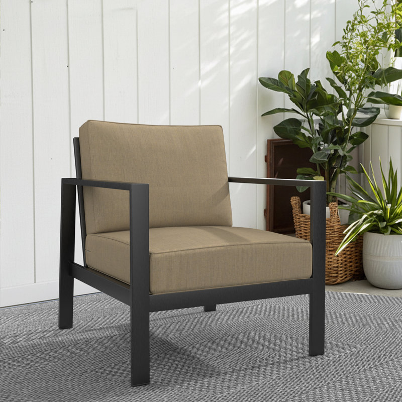 Outdoor Sunbrella Lounge Chair Cushion, Spectrum Mushroom Sunbrella® Plainweave