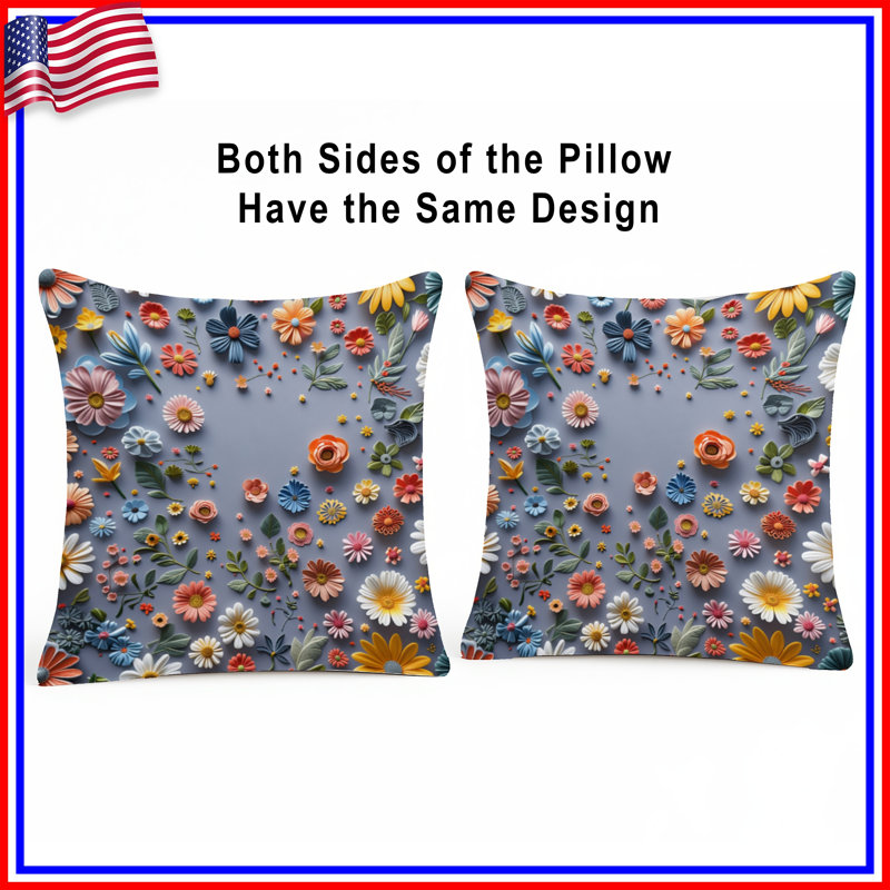Coussin Floral, 14 X 14 pouces