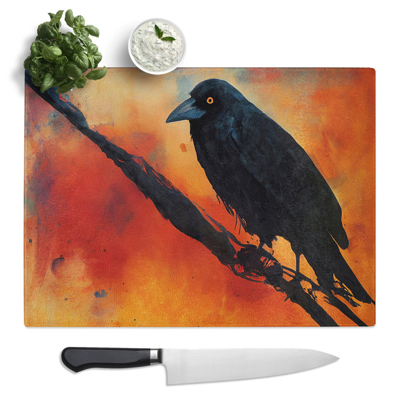 Engaging Crow Bird  Glass Chopping Board