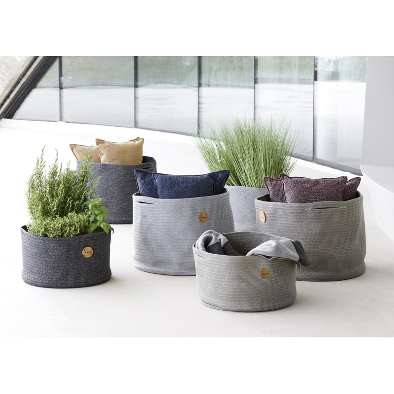 Soft Rope Basket, 9.1" H x 15.8" W x 15.8" D, Light Gray