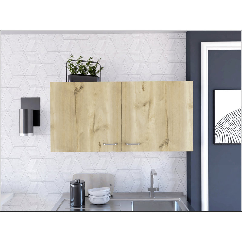 Armoire murale rectangulaire 2 portes blanche et chêne clair