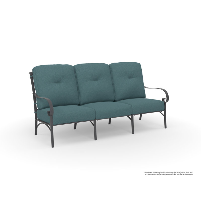 Pasadera Outdoor 3 - Seat Patio Sofa, Graphite, Cast Lagoon