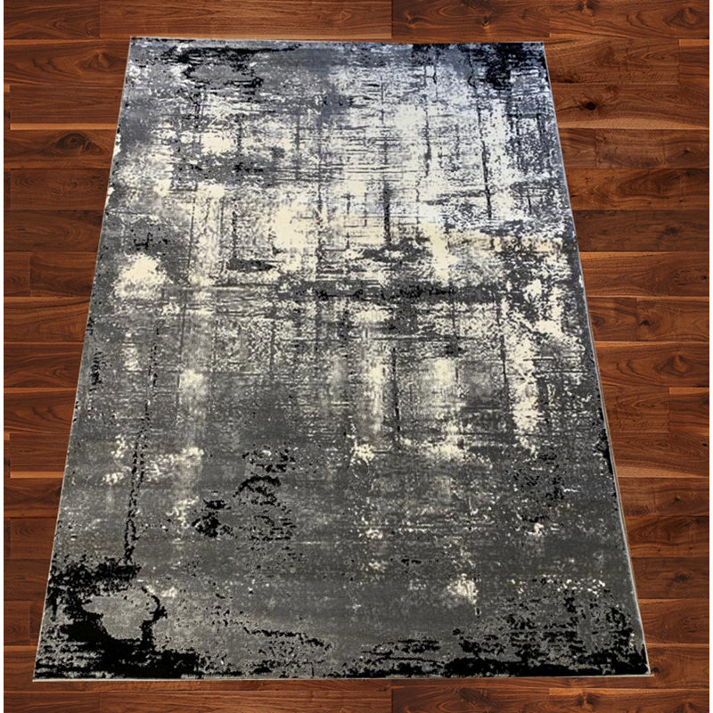 Tapis crème / noir Saxmundham, Rectangle 4 pi x 6 pi