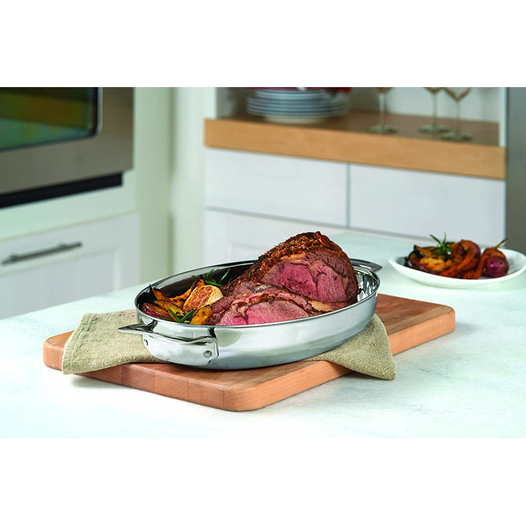 Martha Stewart Thayer 18 Enamel on Steel Roaster Pan w/Stainless Steel Rack - Red