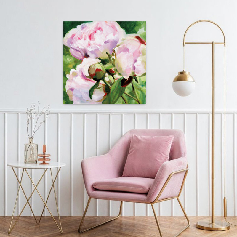 Art floral jardin de pivoines roses, H 32 po x l 32 po