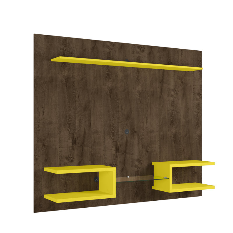 Kitterman Floating Entertainment Center for TVs up to 50", Rustic Brown/Yellow