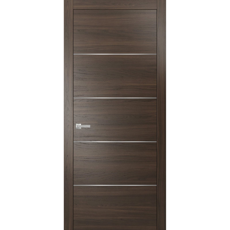 Porte standard en bois massif Planum, 36 po x 84 po, Frêne chocolat