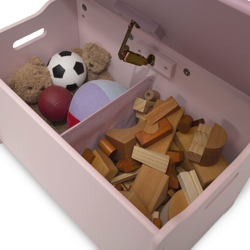 Blush Two-Tone Wooden Toy Box with Divider