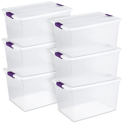 Contenant de rangement en plastique transparent de 66 pintes Sterilite, paquet de 6