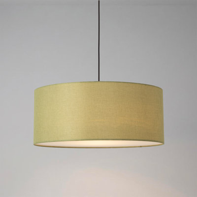 Stretch Pendant, Avocado Linen Shade, Weathered Brass